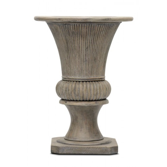 REEDED BALUSTER VASE (SALVAGE GREY WHITE MD MP)
