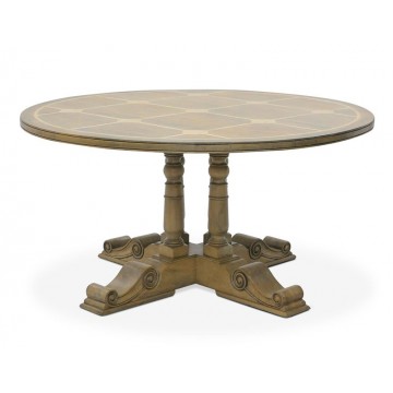 BALUSTER ROUND DINING TABLE ( HONEYCOMB SATIN ) A