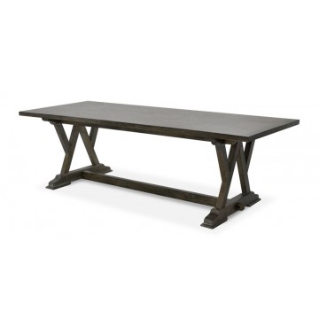 W LEG DINING TABLE BRIONNE TOP INLAY 2440 ( TAUPE BROWN RUSTIC MEDIUM )